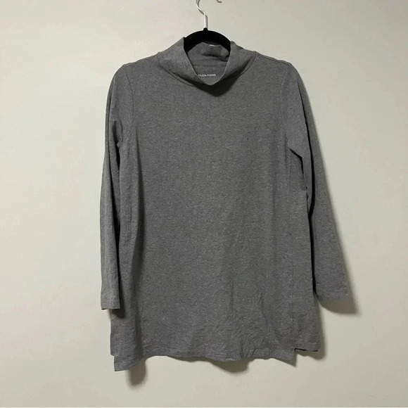 Eileen  Fisher grey mock neck long sleeves tee - Picture 1 of 4